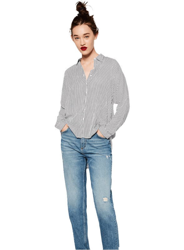 Zara OVERSIZED SHIRT White Navy