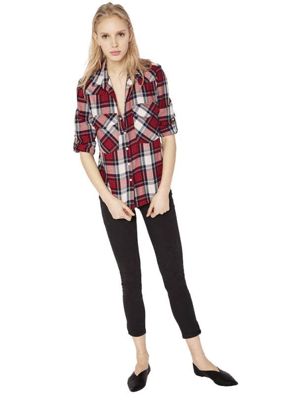 Zara V-NECK CHECK SHIRT